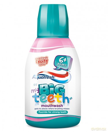 GSK AQUAFRESH Płyn dla dzieci BIG TEETH 300 ml róż