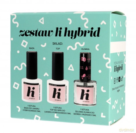 Hi Hybrid Zestaw prezentowy (baza 5 ml+oliwka 5 ml+ Top No Wipe 5 ml)