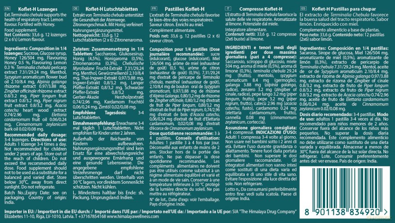 Himalaya Koflet - H Pastylki do ssania cytrynowe - suplement diety 2x6szt
