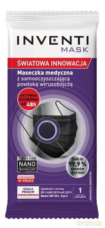Inventi Mask Maseczka medyczna z samooczyszczającą powłoką wirusobójczą 1szt