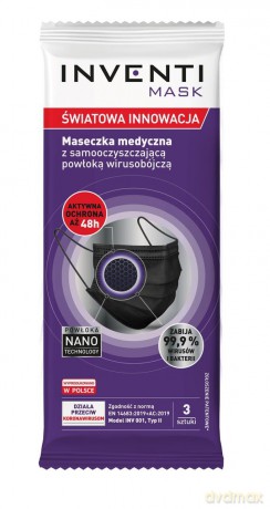 Inventi Mask Maseczka medyczna z samooczyszczającą powłoką wirusobójczą 1szt