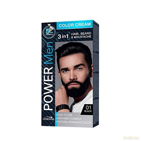 Joanna Power Men Color Cream Farba do włosów 3in1 dla mężczyzn nr 01 Black 100g