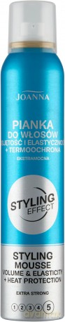 Joanna Styling Effect Pianka do włosów Objętość i Elastyczność+termoochrona extra strong 150 ml