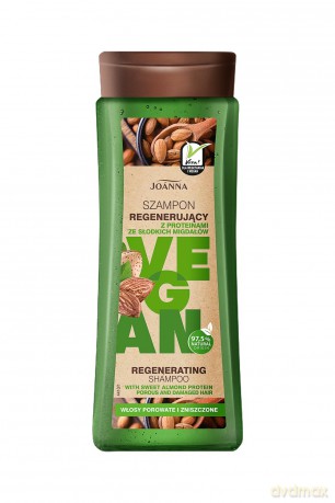Joanna Vegan Szampon do włosów regenerujący z Proteinami ze Słodkich Migdałow - włosy porowate i zniszczone 300 ml