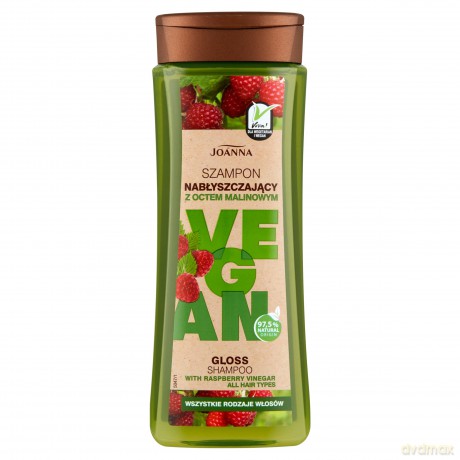 Joanna Vegan Szampon nabłyszczający z octem malinowym do każdego rodzaju włosów 300 ml