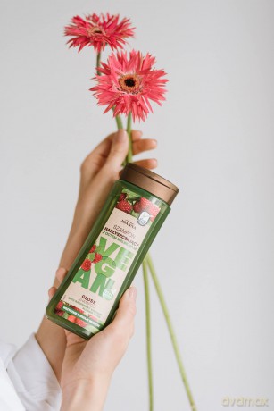 Joanna Vegan Szampon nabłyszczający z octem malinowym do każdego rodzaju włosów 300 ml