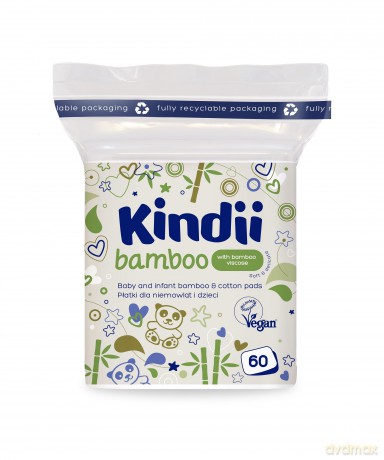 Kindii Bamboo Bambusowe Płatki kosmetyczne dla dzieci i niemowląt 1op.-60 szt