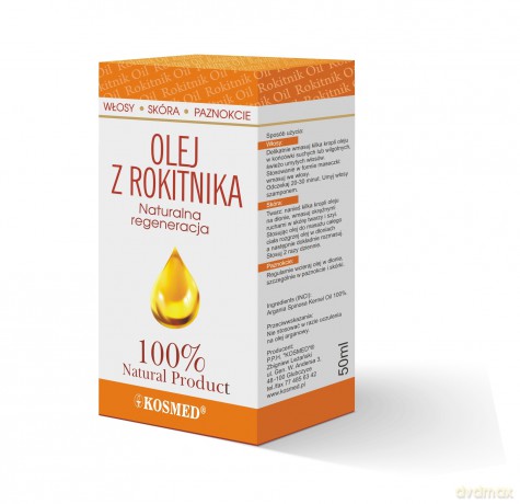 KOSMED Olejek z rokitnika 100% do twarzy,włosów i paznokci 50 ml