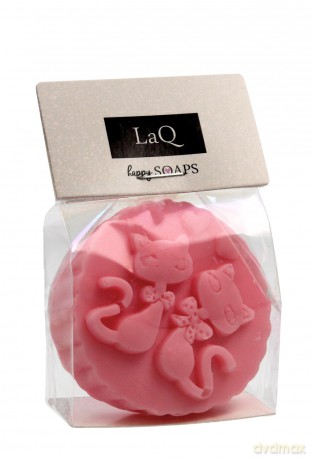 LaQ Mydełko glicerynowe Kotki w medalionie - różowe 60g