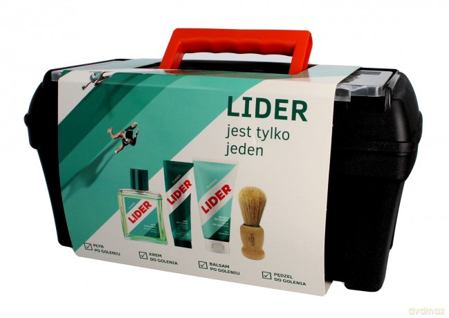 Lider Zestaw prezentowy - Skrzynka Classic (woda po/gol 100 ml+krem do gol.65g+balsam po goleniu 100 ml+pędzel)