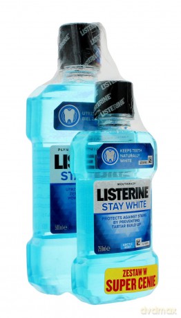 Listerine Stay White Płyn do płukania jamy ustnej DUO 500 ml+250 ml