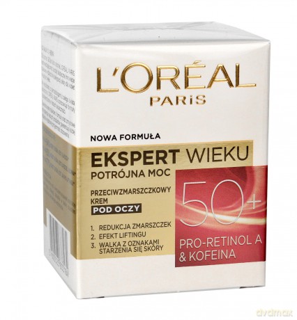 Loreal Ekspert Wieku Potrójna Moc 50+ Krem przeciwzmarszczkowy pod oczy 15 ml