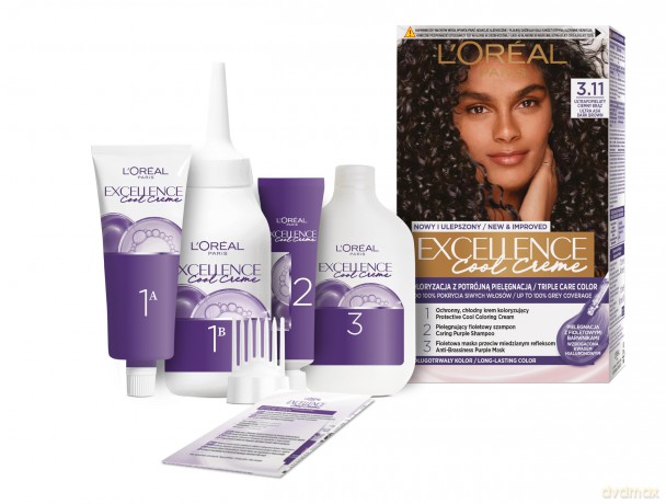 Loreal Excellence Cool Creme Krem koloryzujący 3.11 Ultra Popielaty Ciemny Brąz 1op.