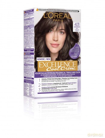 Loreal Excellence Cool Creme Krem koloryzujący 4.11 Ultra Popielaty Brąz 1op.