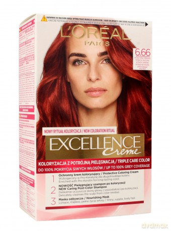 Loreal Excellence Creme Krem koloryzujący 6.66 Intensywna Czerwień 1op.
