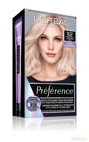 Loreal Preference Farba do włosów 9.12 Siberia - Bardzo Jasny Popielaty Beżowy Blond 1op.