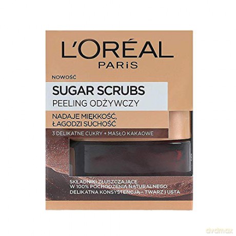 Loreal Sugar Scrubs Peeling do twarzy odżywczy 3 cukry+masło kakaowe 50 ml
