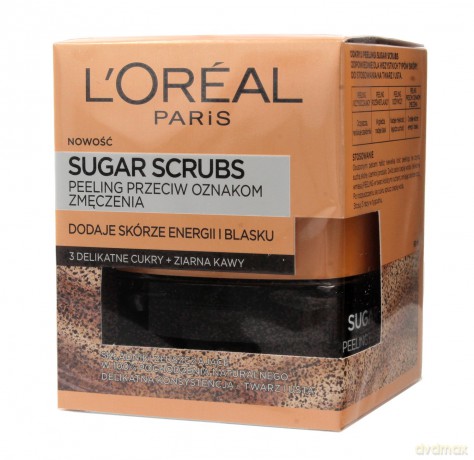 Loreal Sugar Scrubs Peeling do twarzy przeciw oznakom zmęczenia 3 cukry+ziarna kawy 50 ml
