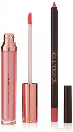 Makeup Revolution Retro Luxe Metallic Lip Kit Zestaw do ust (konturówka +błyszczyk) In Waiting 1op.