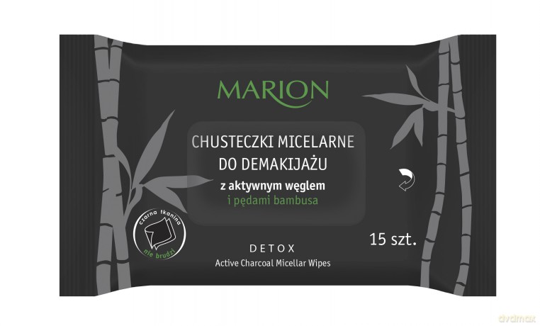Marion Detox Aktywny Węgiel Chusteczki micelarne do demakijażu 1op.-15szt