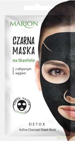 Marion Detox Aktywny Węgiel Maska czarna na tkaninie