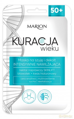 Marion Kuracja Wieku 50+ Maska na szyję i dekolt intensywnie nawilżająca 1szt