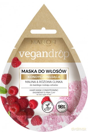 Marion Vegan Drop Maska do włosów kondycjonująca Malina& Różowa Glinka 20 ml