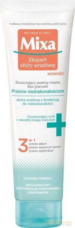 Mixa Złuszczający Peeling-maska przeciw niedoskonałościom bez granulek 3w1 150 ml