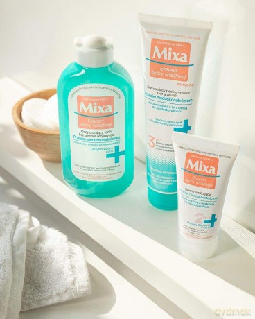 Mixa Złuszczający Peeling-maska przeciw niedoskonałościom bez granulek 3w1 150 ml