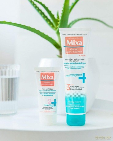 Mixa Złuszczający Peeling-maska przeciw niedoskonałościom bez granulek 3w1 150 ml