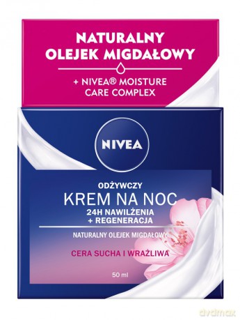 Nivea 24H Nawilżenia + Regeneracja Krem na noc odżywczy-cera sucha i wrażliwa 50 ml