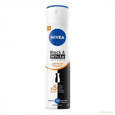 Nivea Dezodorant BLACK& WHITE INVISIBLE Ultimate Impact 5in1 spray 150 ml