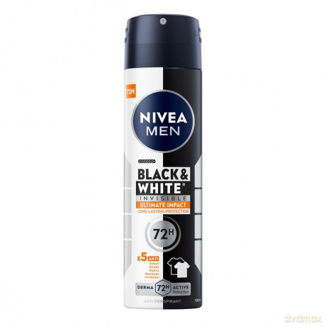Nivea Men Dezodorant BLACK& WHITE INVISIBLE Ultimate Impact 5in1 spray 150 ml