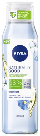 Nivea Naturally Good Żel pod prysznic - Kwiat Bawełny i Bio Olejek 300 ml