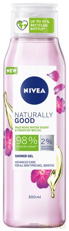 Nivea Naturally Good Żel pod prysznic - Woda Różana i Bio Olejek 300 ml