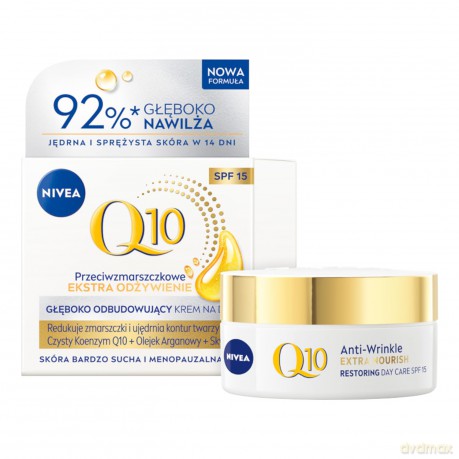 Nivea Q10 Power Krem przeciwzmarszczkowy + Extra odżywienie SPF15 na dzień 50 ml