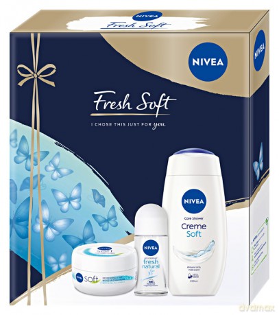 Nivea Zestaw prezentowy Fresh Soft (żel pod prysznic Creme Soft 250 ml+deo roll-on Fresh Natural 50 ml+krem soft 250 ml)