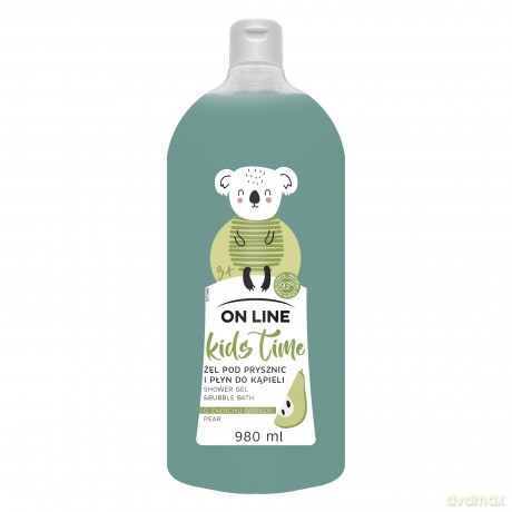 On Line Kids Time Żel pod prysznic i do kąpieli 2w1 dla dzieci - zapach gruszki 980 ml