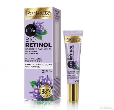 Perfecta 100% Bio Retinol 30/40+ Przeciwzmarszczkowy Krem pod oczy - rozświetlenie i redukcja cieni 15 ml
