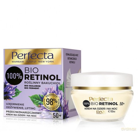 Perfecta 100% Bio Retinol 50+ Przeciwzmarszczkowy Krem na dzień i noc -ujędrnienie,odżywienie i lifting 50 ml