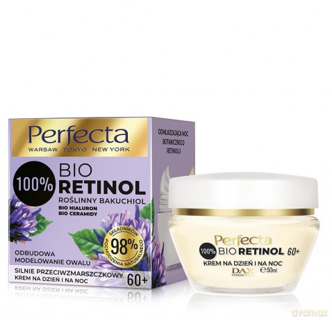 Perfecta 100% Bio Retinol 60+ Silnie Przeciwzmarszczkowy Krem na dzień i noc - odbudowa,modelowanie owalu 50 ml