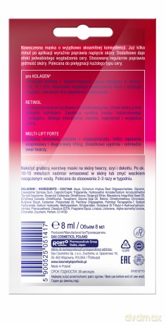Perfecta Multi-Kolagen Retinol Maska na twarz,szyję i dekolt 8 ml