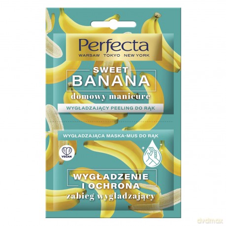 Perfecta Sweet Banana Peeling wygładzający+Maska mus wygładzająca do rąk 12 ml