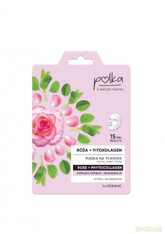 POLKA Maska na tkaninie Róża + Fitokolagen - poprawa napięcia + regeneracja 1szt