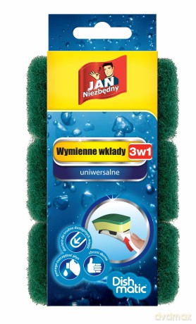 Sarantis Jan Niezbędny Dishmatic Zmywak kuchenny 3w1 uniwersalny -wkłady 1op.-3szt
