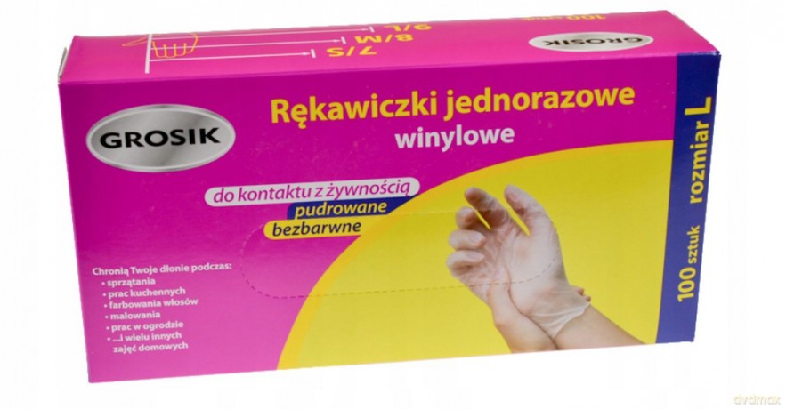 Sarantis Jan Niezbędny Grosik Rękawiczki winylowe jednorazowe - rozmiar L 1op.-100 szt