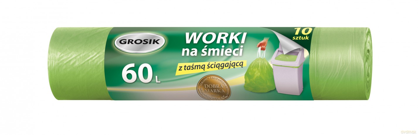 Sarantis Jan Niezbędny Grosik Worki na śmieci z taśmą 60L 1op-10 szt