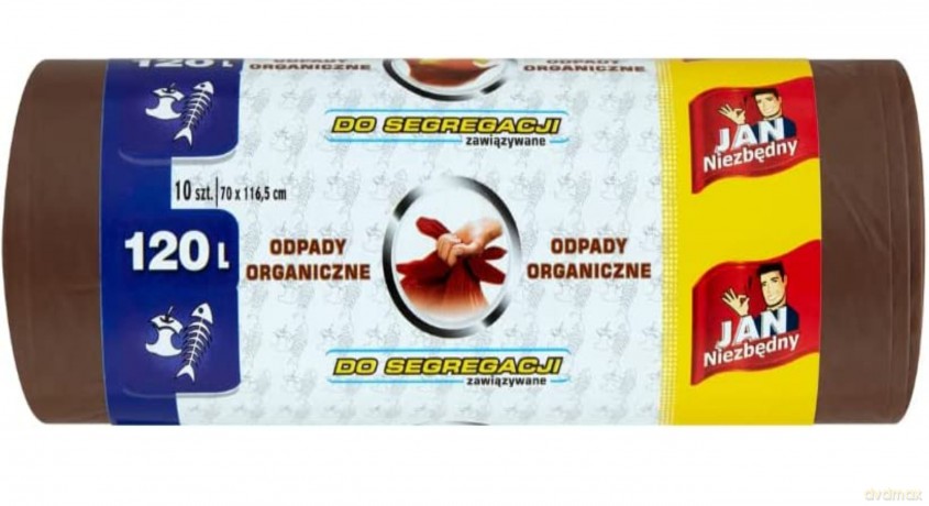 Sarantis Jan Niezbędny Worki do segregacji śmieci brązowe - odpady ulegające biodegradacji 120L 1op.-10 szt
