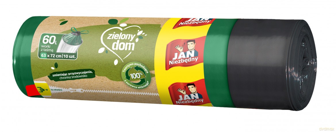 Sarantis Jan Niezbędny Zielony Dom Worki z taśmą LD 60L 1op.-10 szt