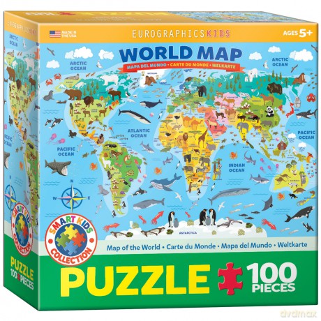 EUROGRAPHICS 100 el. Smartkids Illustrated Map of the World 6100-5554 [PUZZLE]